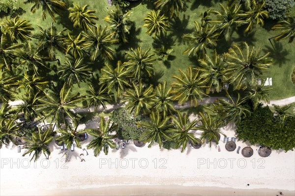 Aerial view of Flic en Flac beach from above