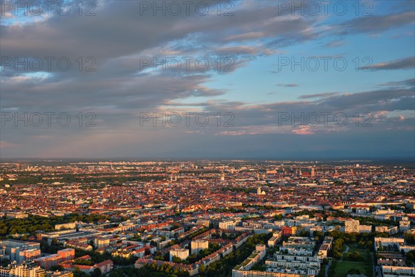 Aerial view of Munich center from Olympiaturm