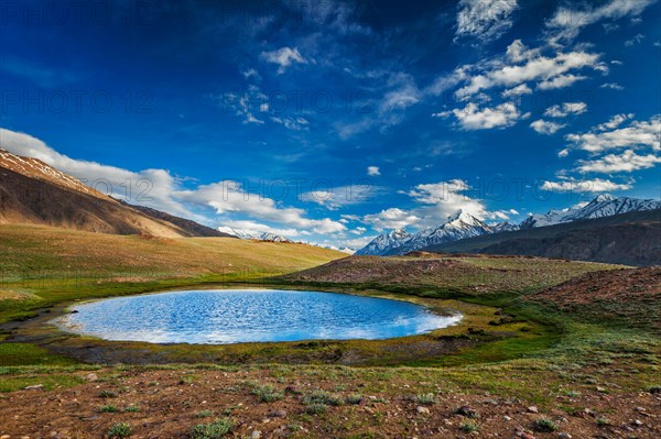 Himalayan landscape near Chandra Tal lake. Spiti Valley