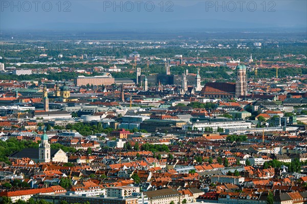 Aerial view of Munich center from Olympiaturm