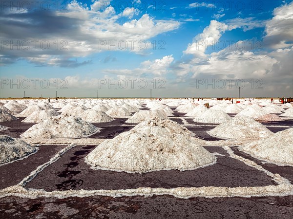 Salt mine at Sambhar Lake in daytime. Sambhar