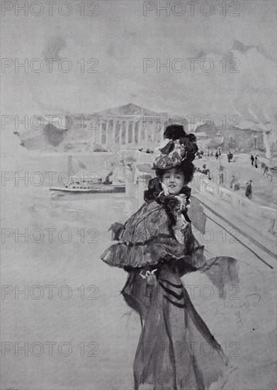 Junge Frau in der piekfeinen Kleidung in Paris