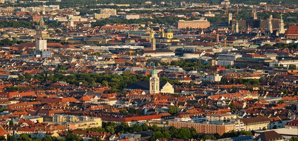 Aerial panorama of Munich center from Olympiaturm