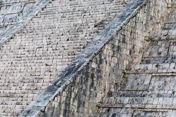 Abstract of the steps of the mayan el castillo pyramid at the archaeological site in chichen itza