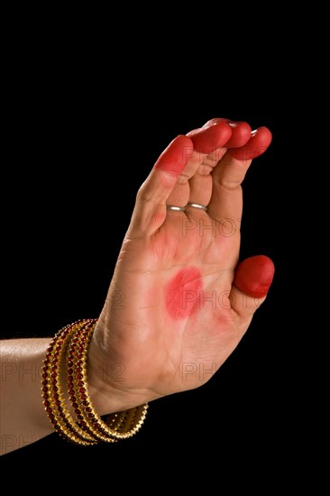 Woman hand showing Sarpashira hasta