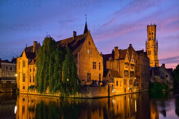 Famous view of Bruges tourist landmark attraction