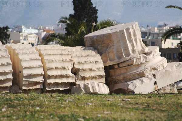 Ancient fallen roman column from athens