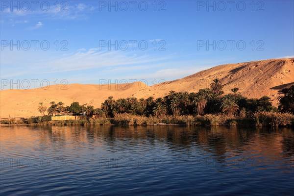 River landscape of the Nile between Aswan and Esna