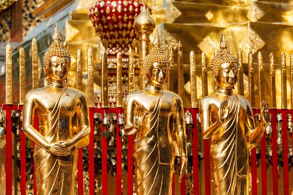 Gold Buddha statues in Wat Phra That Doi Suthep