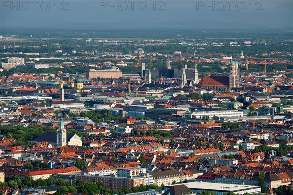 Aerial view of Munich center from Olympiaturm