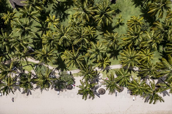 Aerial view of Flic en Flac beach from above