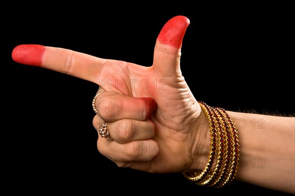 Woman hand showing Chandrakala hasta