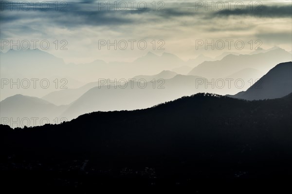 Mountain ranges in the haze