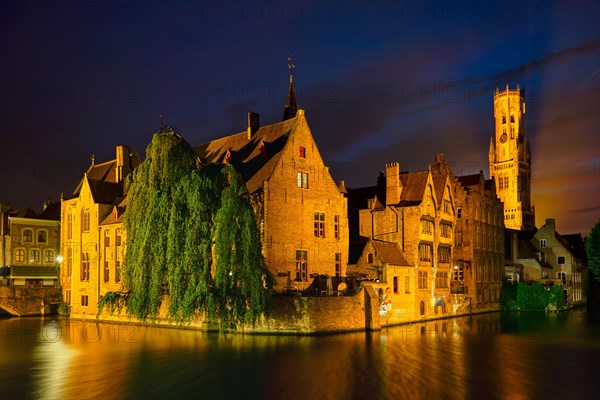 Famous view of Bruges tourist landmark attraction