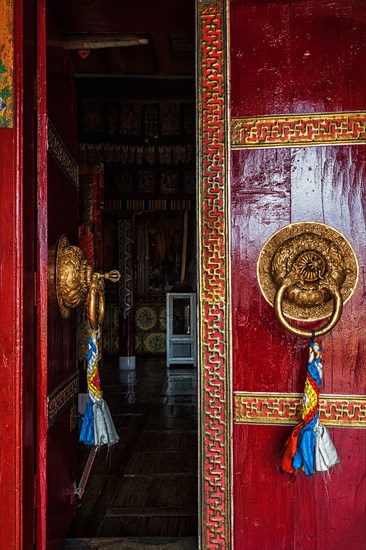 Open leaf of gate of Spituk Gompa