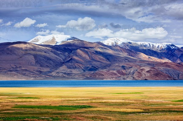 Himalayan mountain lake Tso Moriri in Himalayas