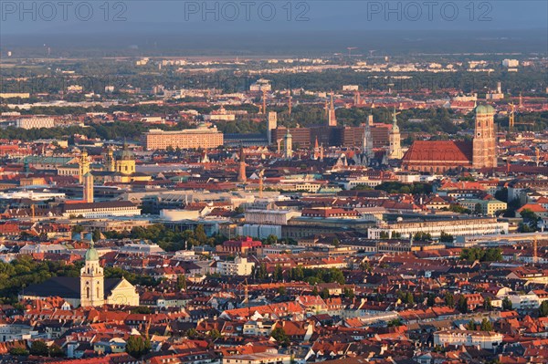 Aerial view of Munich center from Olympiaturm