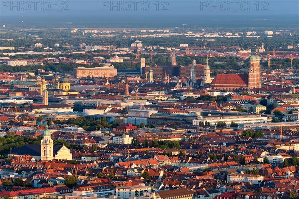 Aerial view of Munich center from Olympiaturm