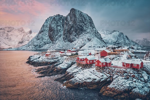 Famous tourist attraction Hamnoy fishing village on Lofoten Islands