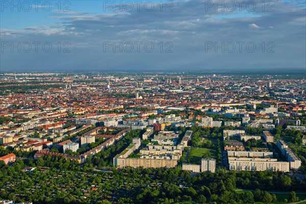 Aerial view of Munich center from Olympiaturm