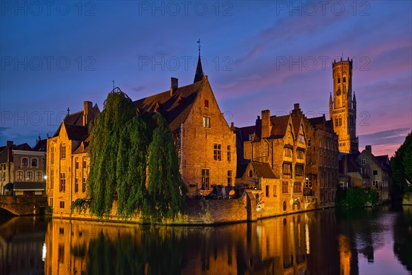 Famous view of Bruges tourist landmark attraction