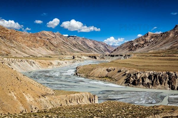 Himalayan landscape in Himalayas along Manali-Leh highway. Himachal Pradesh