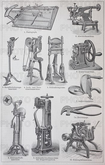 Various machines for the production of shoes