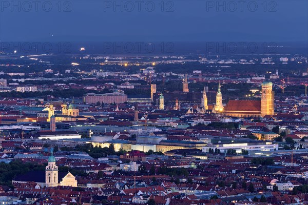 Night aerial view of Munich from Olympiaturm