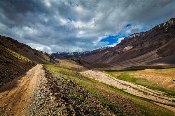 Himalayan landscape. On the trek to Chandra Tal Lake