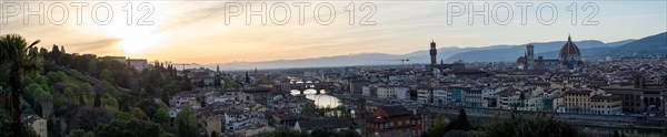 View of Florence in front of sunset from Piazzale Michelangelo