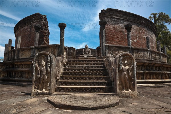 Ancient Vatadage Buddhist stupa in Pollonnaruwa