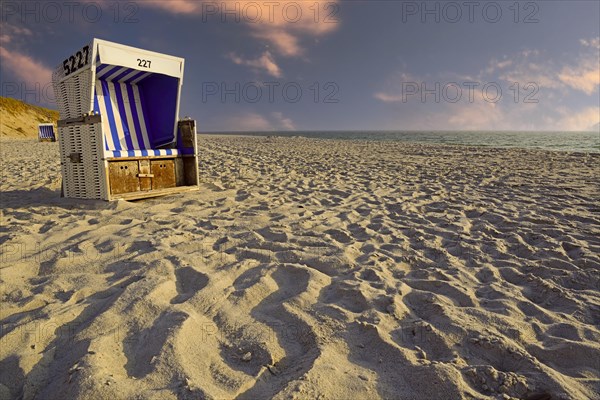 Beach chair on the main beach of Rantum in the evening