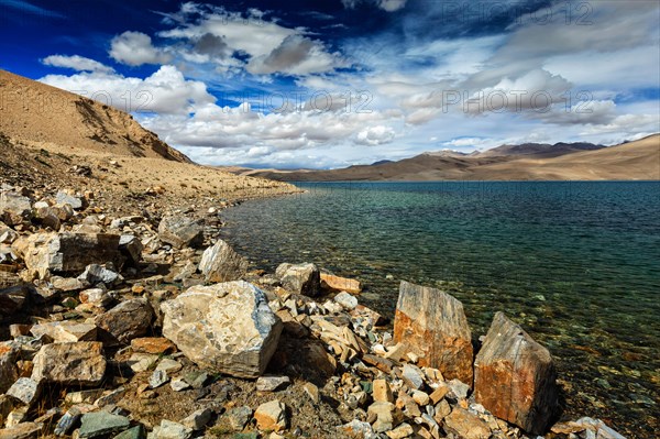 Himalayan lake Tso Moriri in Himalayas