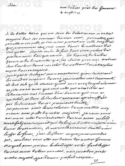 Letter from Voltaire to Frederick the Great dated 7 August 1755