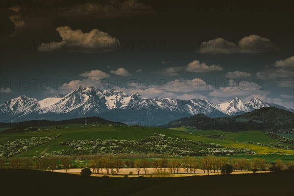 Snowy mountain peaks