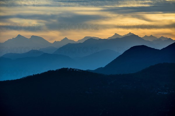 Mountain ranges in the haze