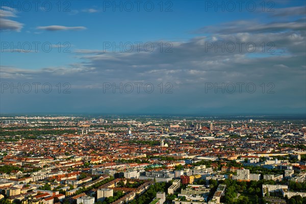 Aerial view of Munich center from Olympiaturm