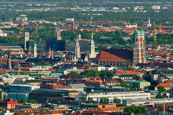 Aerial view of Munich center from Olympiaturm