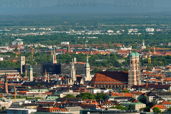 Aerial view of Munich center from Olympiaturm