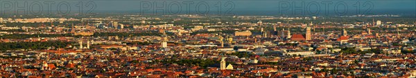 Aerial panorama of Munich center from Olympiaturm