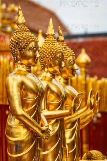 Gold Buddha statues in Wat Phra That Doi Suthep