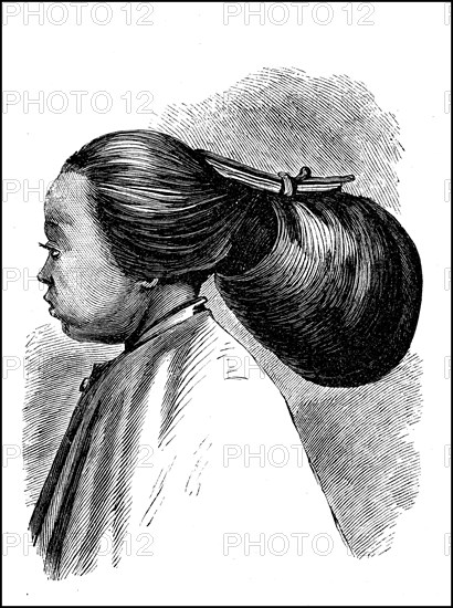 Woman with long hairstyle from China