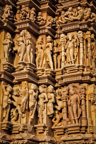 Stone carving bas relief sculptures on Vaman Temple