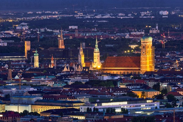 Night aerial view of Munich from Olympiaturm