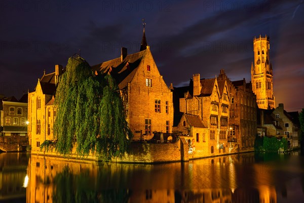 Famous view of Bruges tourist landmark attraction