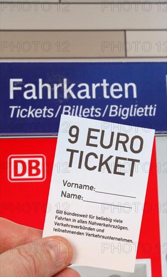 9-euro ticket with ticket vending machine photo montage in Stuttgart