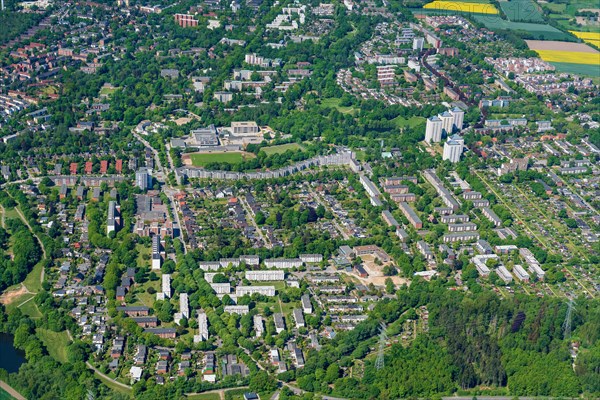 Aerial view of the Hamburg residential area Lohbruegge Nord