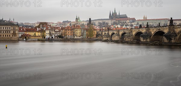 View of the Vltava River with Charles Bridge and the Old Town