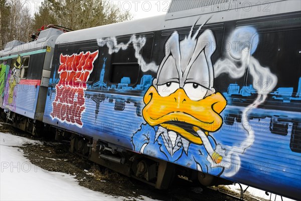 Graffity on disused railway wagons