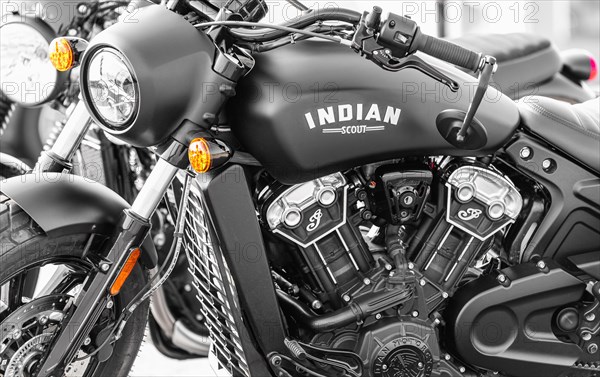 INDIAN Scout motorbike in Black and White